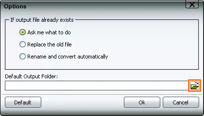 Choose default output folder
