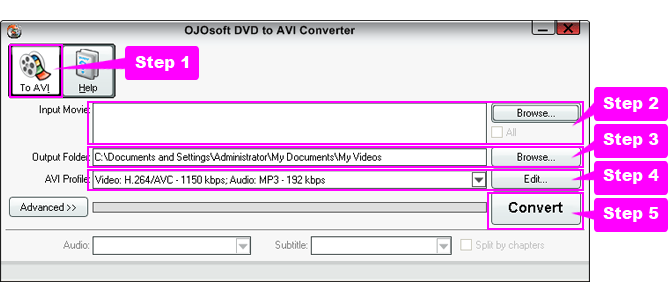 online help for DVD to AVI conversion