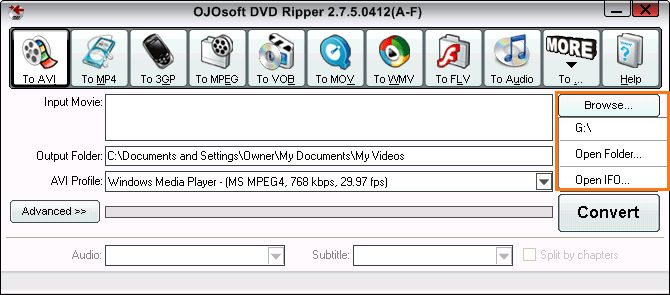 Add files to DVD Rippers and converters