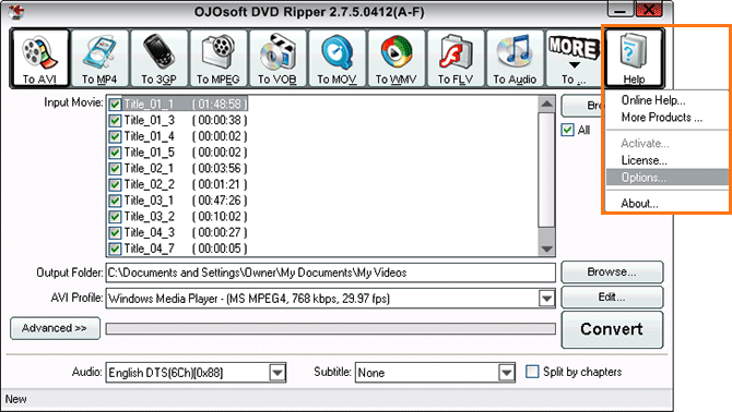 Change default output folder in DVD products