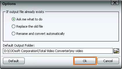 Change default output folder in video/audio converter