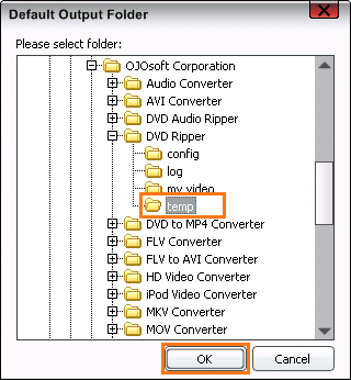 Choose a folder as the temp folder