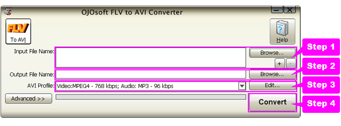 online help for FLV to AVI conversion