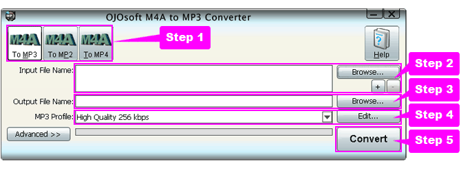 online help for M4A to MP3 conversion
