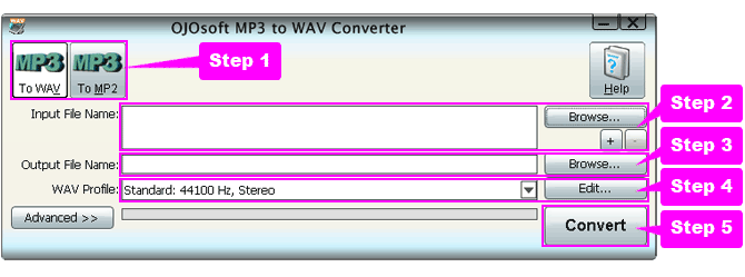 online help for MP3 to WAV conversion