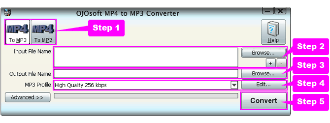 online help for MP4 to MP3 conversion