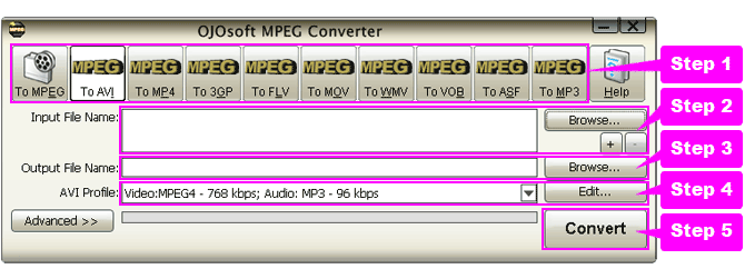 online help for MPEG conversion