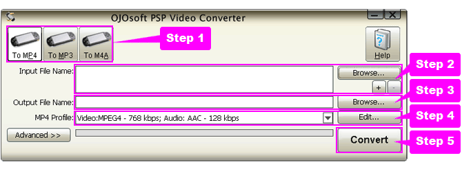 online help for PSP video conversion