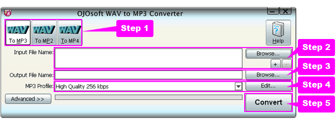 online help for WAV to MP3 conversion