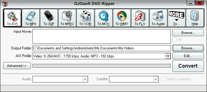 Interface of DVD Ripper