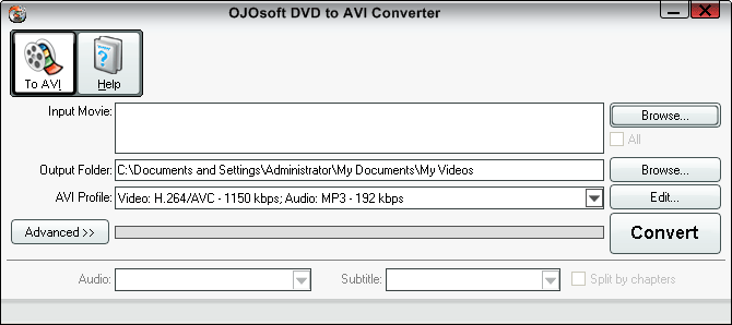 Interface of DVD to AVI converter