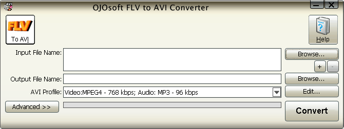 Interface of FLV to AVI converter