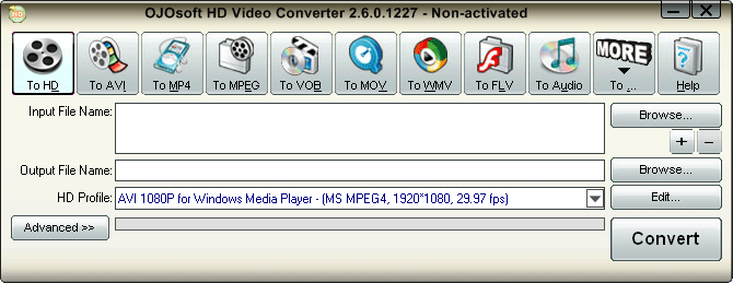 Interface of HD Video converter