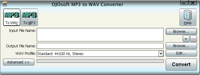 Interface of MP3 to WAV Converter