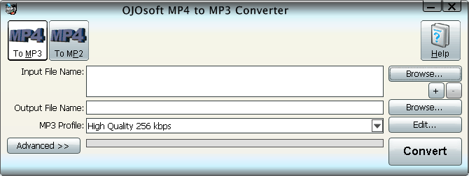 Interface of MP4 to MP3 converter