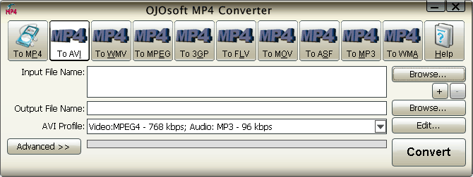 Interface of MP4 Converter