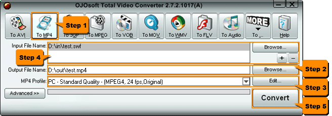 Converting SWF to MP4 - SWF to MP4 converter